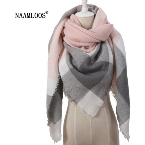 2020 Winter Triangle Scarf For Women Brand Designer Shawl Cashmere Plaid Scarves Blanket Warm and soft Dropshipping OL082