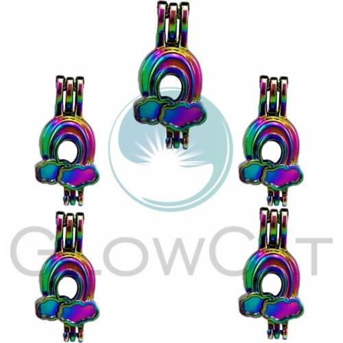 5X Rainbow Cloud Pearl Cage Bead Cage Essential Oil Diffuser Locket Pendant Jewelry Making Oyster Pearl