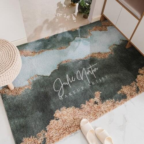 Ink Painting Abstract Rubber Welcome Mat Heavy Duty Non-Skid Indoor Outdoor Entrance Mat Low Profile Floor Mats Shoe Scraper Rug