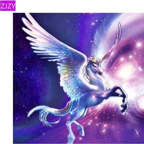 2018 New Round Diamond 5D DIY Diamond Painting "Prince Charming Unicorn" Embroidery Cross Stitch mosaic Home Decoration LY738