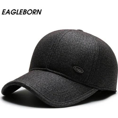 New Winter Men Outdoor Warm Ear Protection Baseball Cap Fashion Simple Solid Baseball Cap Men Winter Hat Caps for Men