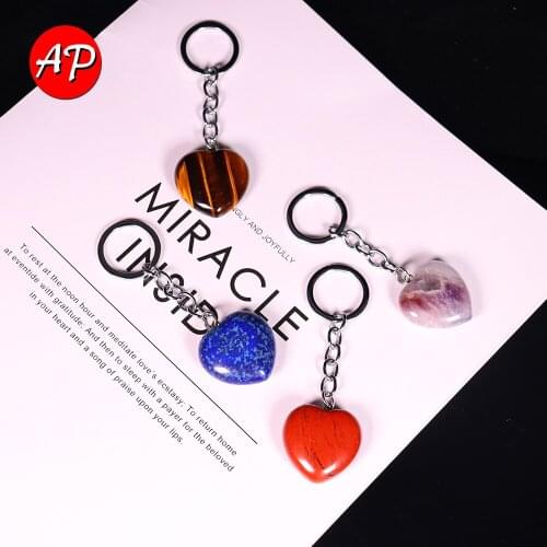 1PC Natural Crystal Stone Rose Quartz Keychains Healing Gemstone Amethyst Pendant Dangle Clasps Chains Backpack Decoration
