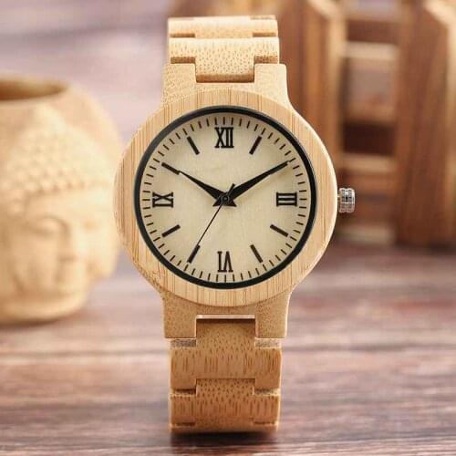 YISUYA Natural Wood Watch Men Handmade Full Wooden Clock Hour Minimalist Women Fashion Bamboo Bangle Quartz Reloj de madera 2020