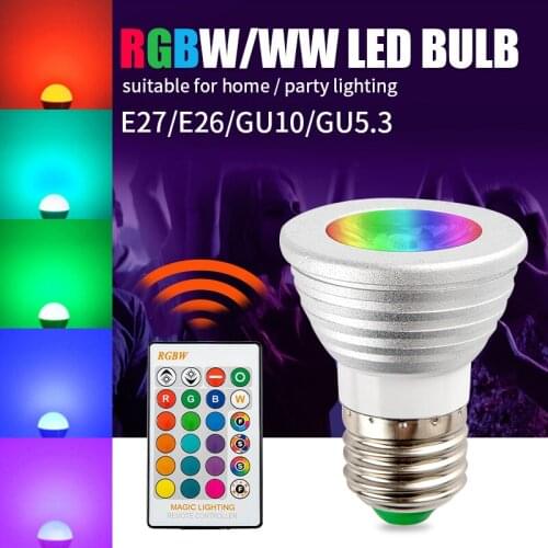 RGB LED Bulb Dimmable GU10 5W Lampada Led Lamp RGB Spotlight GU 5.3 Bombillas Led Light With Remote Control 16 Colors