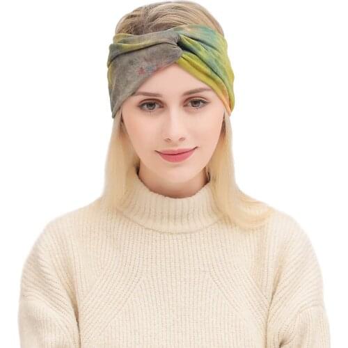 Elastic Sports Hair Band Bohemian New Style Women Tie Dyed Cross Hair band headdress