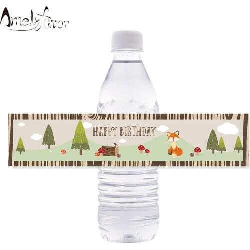 Woodland Animal Party Fox Water Bottle Label Birthday Party Decorations Kids Woodland Party Supplies Fox Water Bottle Wrapper