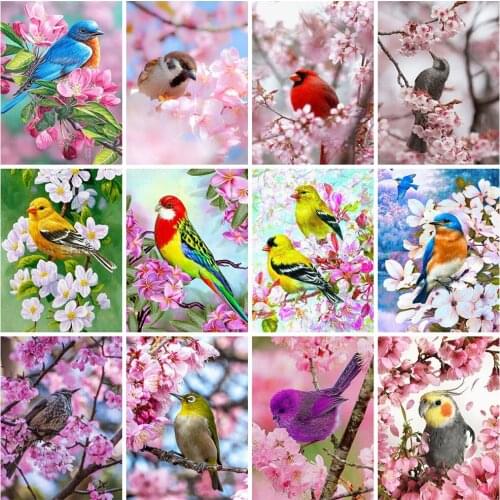 EverShine DIY Diamond Painting Full Square Bird Diamond Embroidery Spring Landscape Cross Stitch Animal Beaded Mosaic Wall Decor