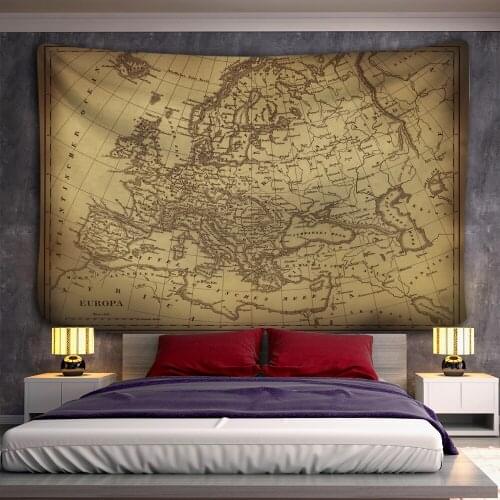 World Map Tapestry High-Definition Map Fabric Wall Hanging Decor Watercolor Map Letter Table Cover Yoga Beach towel