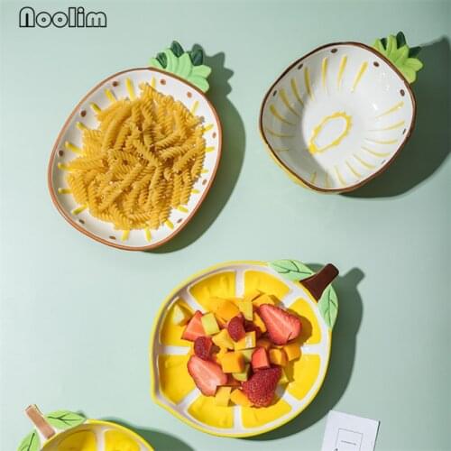 Ceramic Fruit-Shaped Dinner Plate Cute Hand Painted Fruit Snack Dish Salad Steak Plate Porcelain Dessert Soup Bowl Tableware
