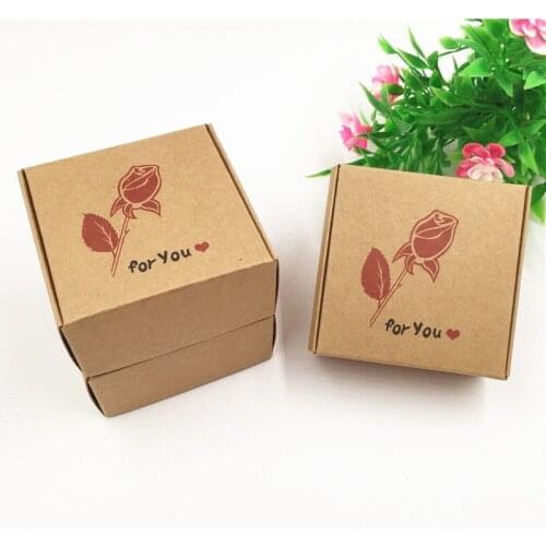 Hot Sale 6.5x6.5x3cm Paper Box Handmade With Love For Soap Gift Candy Packaging Boxes Paperboard Kraft Cases Paper Box 20Pcs/Lot
