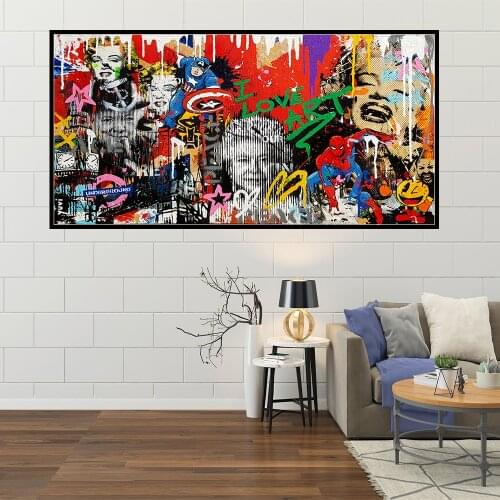 Marilyn Monroe 5D DIY Diamond Painting Banksy Graffiti Art Pop Full Drill Square Diamond Embroidery Cross Stitch Home Decor Gift