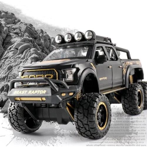 1/28 Diecast Ford Raptor F150 Modified Vehicle Alloy Car 6x6 Off-Road Vehicle Toy Diecasts Toy Vehicles Car Model Kids Toy Gifts