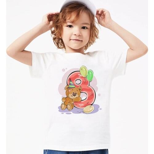 Fashion New Birthday Tshirt Kid Age Number Pattern Girl Shirt Cartoon Kawaii Boys T Shirts Harajuku Kids T Shirt Funny Leisure