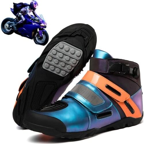 Motorcycle Boots Mens Trend Fashion Colorful Color-Changing Riding Shoes Off-Road Travel Ladies Street Racing Motorcycle Shoes