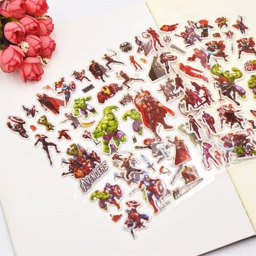 6Pcs/Set Cartoon Avengers Party Supplies Avengers Bubble Stickers Favors Kids 3D Children School Rewards Classic Toys Sticker