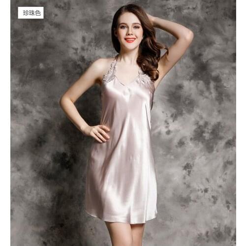 100 pure Natural silk nightgown For Women ladies plus size 100% Silk sleepwear Nightdress SATIN Girls Brand Sleeping Dress
