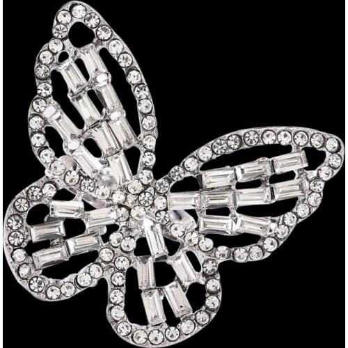 New Design Fashion Jewelry Opening High-grade Copper Inlaid Butterfly Ring Luxury Shiny Cocktail Party Wedding Ring Women 2021