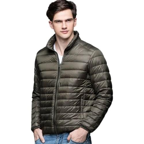 New Autumn Winter Man Duck Down Jacket Ultra Light Thin Plus Size Spring Jackets Men Stand Collar Outerwear Coat