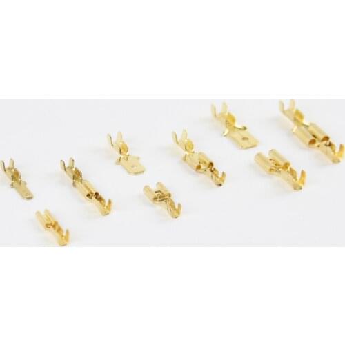 100Pcs/lot 2.8/4.8/6.3mm Female and male Crimp Terminal Connector Gold Brass/Silver Car Speaker Electric Wire Connectors Set
