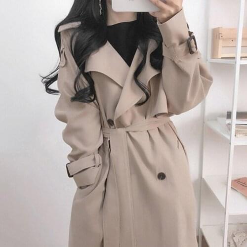 Overcoats Outwear Blend Coats Jacket Long Clothes Winter 2021 Thick Woolen Solid Women Trench Coat Vintage Korean Woman Clothes