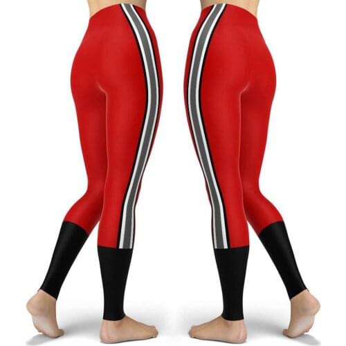 Papertiger Sexy Lady Leggings Red Black Stitching Black White Gray Stripes Leggings