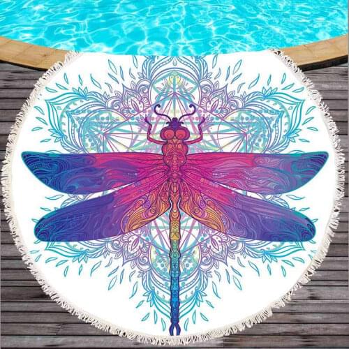 Ath Towel Beach Thicking Round Indian Dark Purple Buddhism Printed Beach Towel Fabric Towel Tapestry Yoga Mat