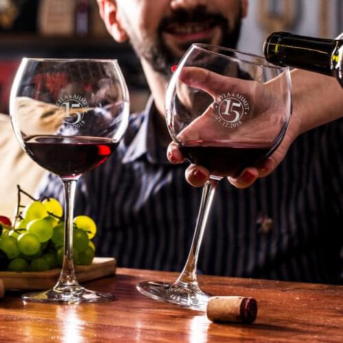 Anniversary Gift Wine Glass Set Personalized 2 Wine Glass Custom Gift for Wife Gift for Her