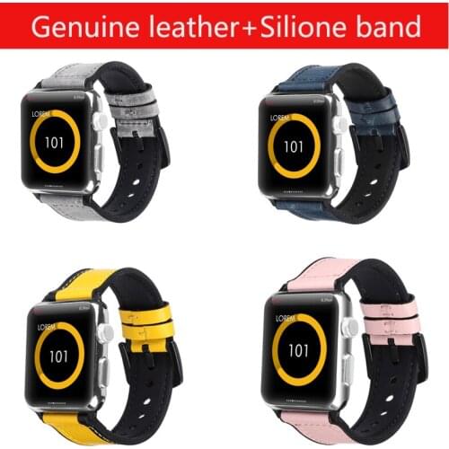 Silicone+Leather band for Apple watch SE strap 44mm 40mm iWatch 5 strap 38mm watchband bracelet for Apple watch series 6 4
