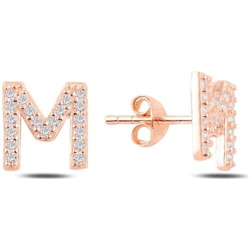 Silver 925 Sterling-M-Letter Earrings