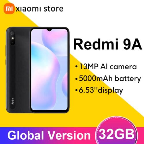 Redmi 9A 2GB 32GB Global Version Xiaomi Smartphone 5000mAh Big Battery MTK Helio G25 Octa-core 6.53” HD+ display 13MP AI Camera