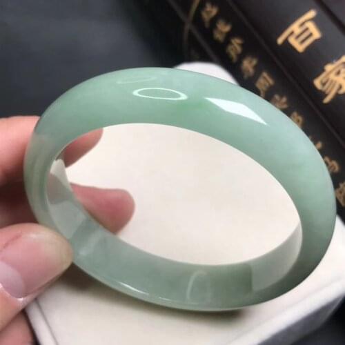 Only One !57.8MM Certified (Grade A)100% Natural Green Jadeite JADE Bracelet Women Bangle