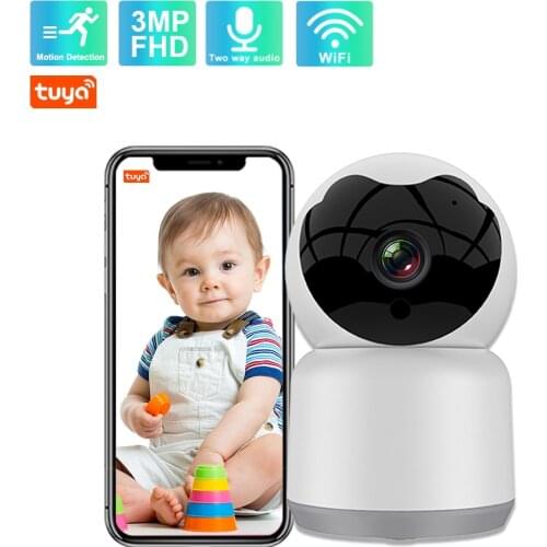 Tuya Baby Monitor Smart IP Camera Wifi 3MP HD Night Vision Two Way Audio Automatic Tracking Baby Sleeping Nanny Video Monitor