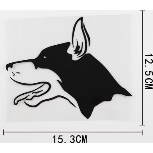 15.3CMX12.5CM Art Doberman Boys Dog Kids Vinyl Car Sticker Black/Silver 8A-0011