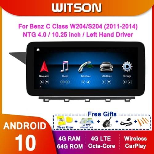 WITSON Android 10.0 8 core Car GPS Navigation Multimedia Player For Benz 2008-2014 C Class W204/S204 C180 C200 C220 C250 C260