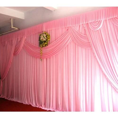 Hot Pink Wedding Curtain 10ft * 20ft Wedding Backdrop with beautiful swag Wedding Decoration