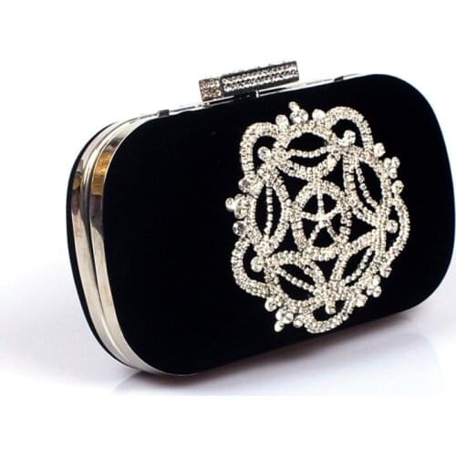 Diamonds velvet women bag day clutches small purse bag crystal evening bags black/red candy color tote