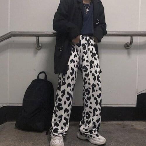Cow Print Pants Women Korean Style Cow Print Wide Leg Pants Harajuku Trousers Summer Korean Clothes Streetwear Women