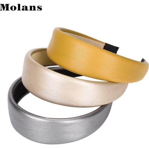 MOLANS New Faux Leather Headbands Simple Wide PU Leathers Women Hair Bands Fashion Retro Hair Hoop Bezel Female Hair Accessories