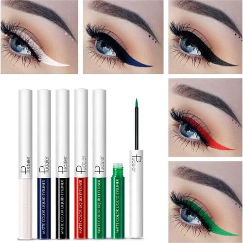 Pudaier Liquid Eyeliner Pen Long Lasting Eye Liner Waterproof Quick-dry White Blue Black Red Color Eyeliner Pencil for Sexy Eyes