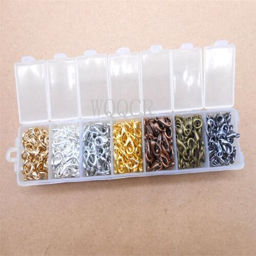 1 Box Assorted Mixed Color Jewelry DIY Making Findings 350pcs 12x6MM Alloy Lobster Claw Clasps