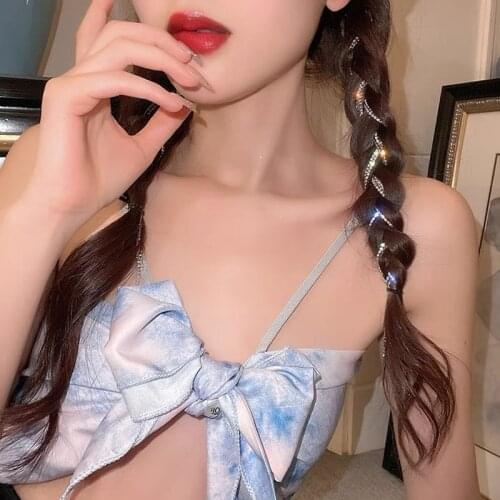 1PC DIY Rhinestone Long Tassel Braided Hair Chains Jewelry for Women Luxury Crystal Bridal Make Up Hair Extension Head Chains