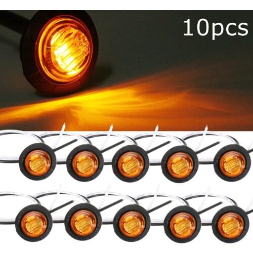 10PCS 12v 3LED Round Trailer Side Marker Lights Yellow For Trucks Clearance Lights Truck Turn Signal Lamps