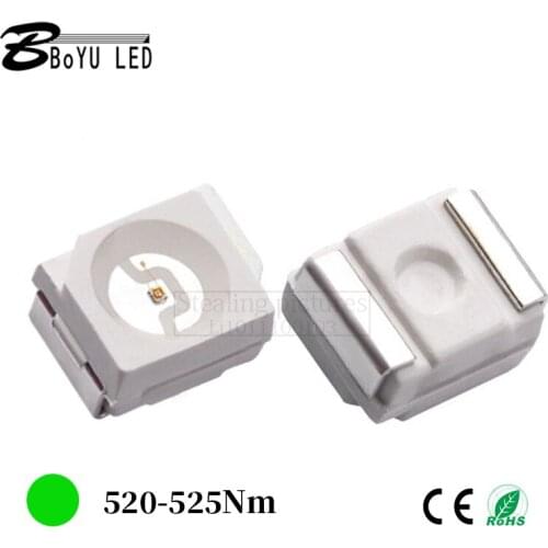 100pcs super bright 3528 smd led lamp beads light emitting diode 3528 green green light green light SMD patch 2.8-3.0V 20mA