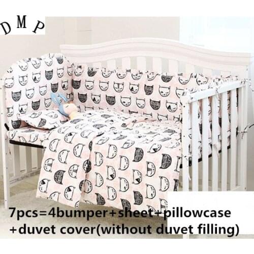2017! 6/7PCS Cartoon newborn baby cot bedding set cama infantil baby cot set baby bed bumper Duvet Cover,120*60/120*70cm