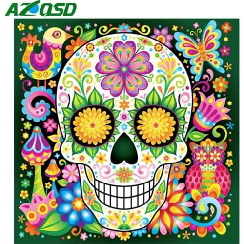 AZQSD 5d Diamond Painting Skull Picture Of Rhinestones Home Decor Diamond Embroidery Scenic Needlework Mosaic Gift