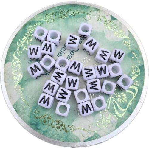 Free Shipping 6*6MM Cube Square Alphabet Letters Beads Individual Initial W Printing Plastic Letter Beads 2600PCs/Lot