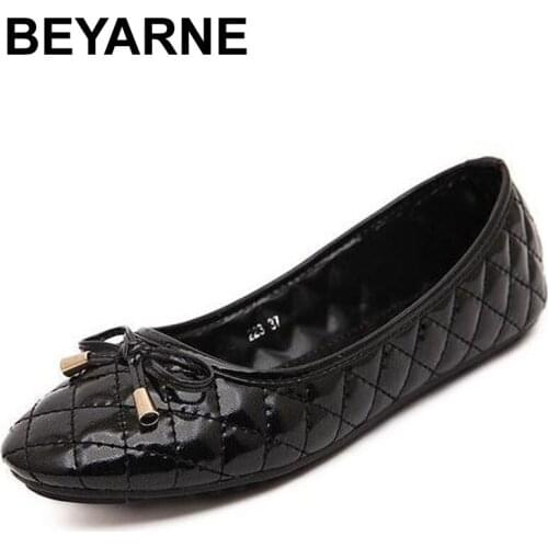BEYARNEElegant Bowtie Spring and Autumn Women Flats Fashion Boat Shoes Woman Casual Brand Single Shoes Free Shipping