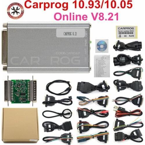 Carprog V10.0.5 CarProg V10.93 10.05 ECU Chip Tunning Car Repair Tool Carprog V8.21 Online Car prog (With 21 Items Adapters)