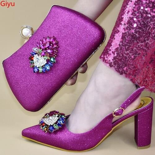 Doershow fuchsia shoes and bag matching set italy 2019 designs for african shoes and bags wedding party free shipping!SVZ1-20