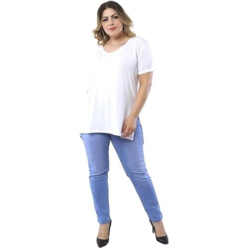 Hanezza Large Size V-Neck Slit T-Shirt